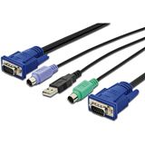 (€2,63*/1m) 3.00m Digitus KVM Anschlusskabel VGA 15pol Stecker + 2xPS2 Stecker auf VGA 15pol Stecker + USB A Stecker Schwarz