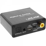 InLine Audio-Konverter Digital zu Analog, Toslink & Cinch Eingang zu Cinch Stereo Ausgang, USB Power